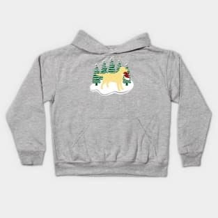 Yellow Labrador Snow and Christmas Kids Hoodie